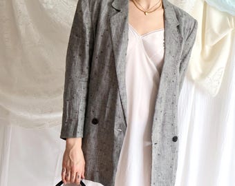 Vintage 1980s Basile Linen Blazer Italian tailored coat | Size M/L