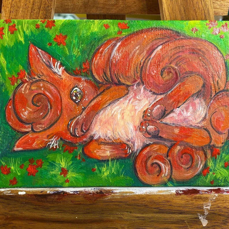 Fire Flower Vulpix Painting