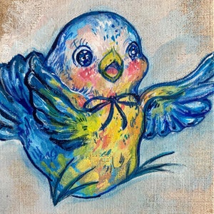 Lefton Bluebirds inspirado OOAK Pintura