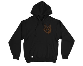 Installez® le sweat-shirt à capuche Trail dog en noir. Sweat-shirt doublé en polaire pour les vététistes, les randonneurs, les grimpeurs et les amateurs de plein air.