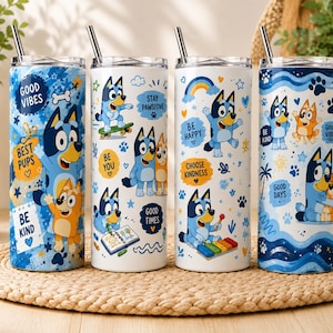 Blue Heeler Tumbler Wrap Bundle (Pack of 2) PNG, Cartoon Dog Sublimation 20oz | Tumbler Gift Design