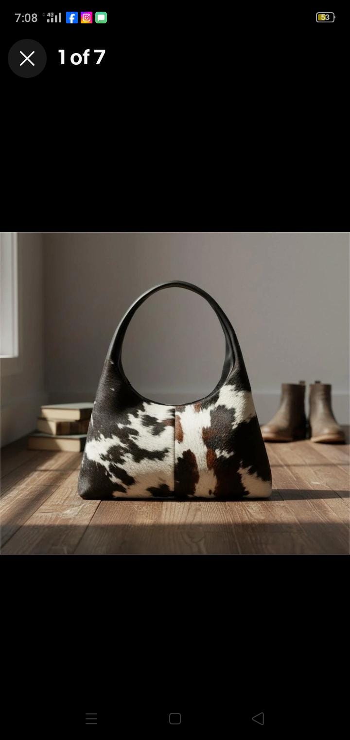 Cowhide Hobo Bag: Hair on Leather Slouch Tote, Western Style - Etsy
