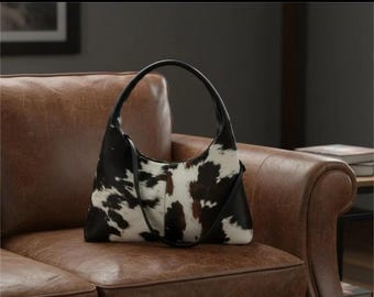 Cowhide Hobo Bag: Hair on Leather Slouch Tote, Western Style - Etsy