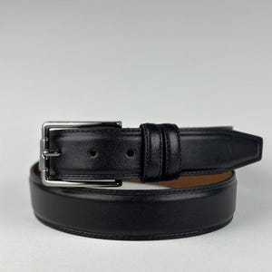 Handmade Black Crocodile Embossed Leather Belt | Polished Silver Buckle