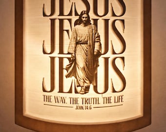 Lámpara de noche de Jesús – Decoración cristiana para el hogar impresa en 3D, Juan 14:6