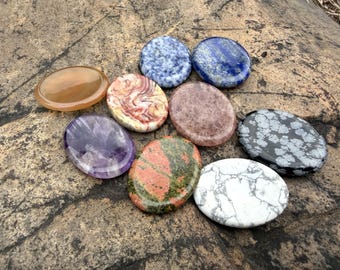 Handmade Crystal Worry Stones for Stress Relief - Natural Healing Stones for Anxiety, Meditation & Mindfulness