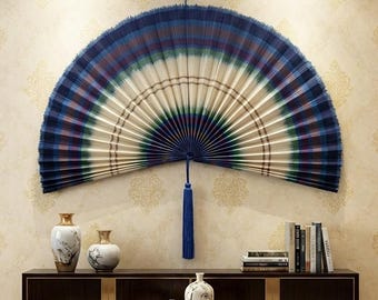 Handwoven Bamboo Wall Fan, Boho Home Decor, Gradient Tassel