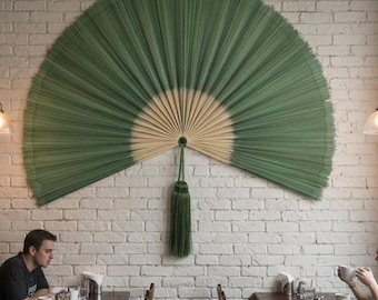 Groene bamboe muurdecoratie – Grote boho muurkunst