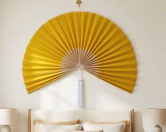 Grote bamboe muurventilator, boho-muurdecoratie