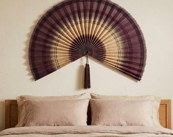 Grote handgeweven bamboe muurventilator – Boho Natural Decor, Vietnam Artisan Craft