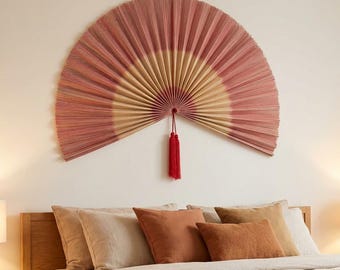 Grote bamboe wandventilator, gigantische opvouwbare wanddecoratie, boho hoofdbord wanddecoratie