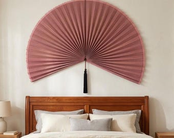 Stofroze bamboe wandventilator, boho wanddecoratie