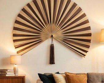 Handgeweven bamboe muurventilator – natuurlijk bohorotan decor