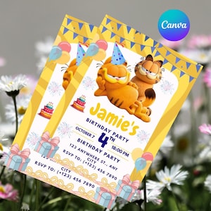 Garfield Birthday Invitation | Custom Printable Party Invite | Personalized Digital Download 5x7