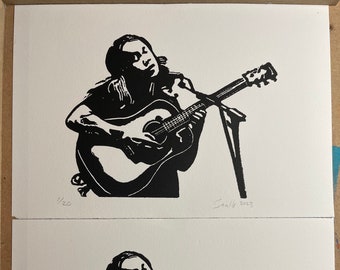 Billy Strings Linocut Block Print