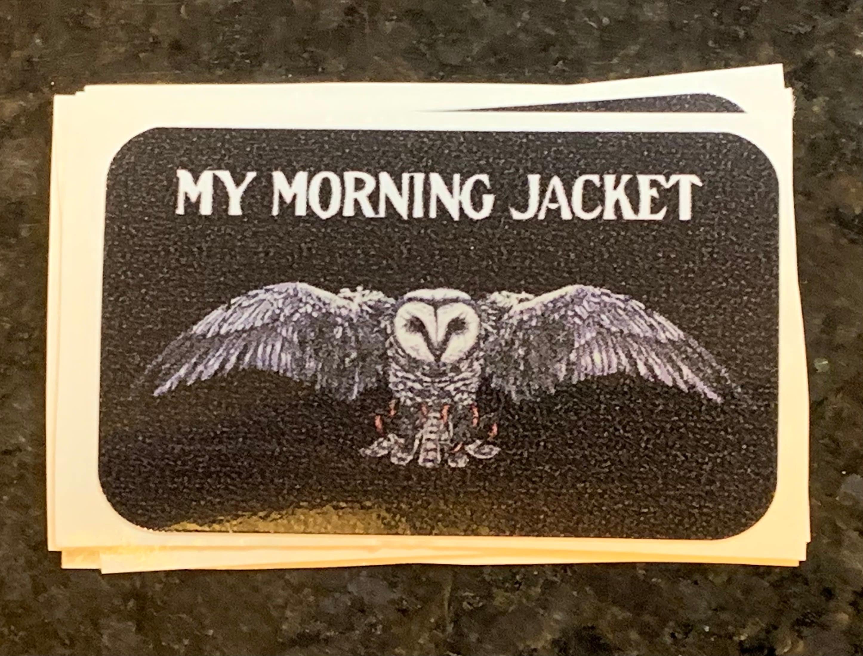 Black My Morning Jacket Flying Owl Sticker or Magnet