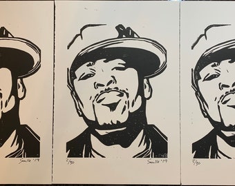 METHOD Man Linocut Block Print