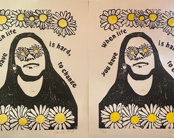 Shannon Hoon “Change” Linocut Block Print Second Edition