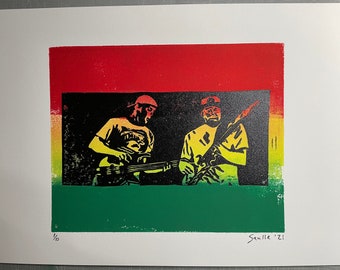 Miles & Kyle “Stoopid” Linocut Block Print