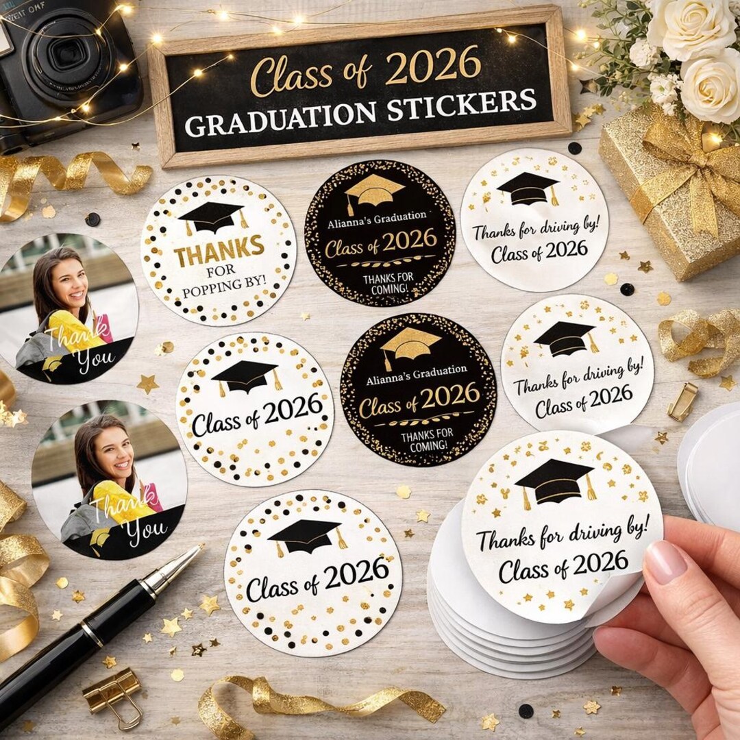 Custom Graduation Photo Labels Class of 2026, Personalized Thank You ...