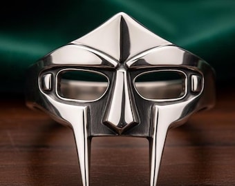Bague masque MF DOOM – Argent sterling 925 | Bijoux hommage hip-hop | Bague tendance unisexe