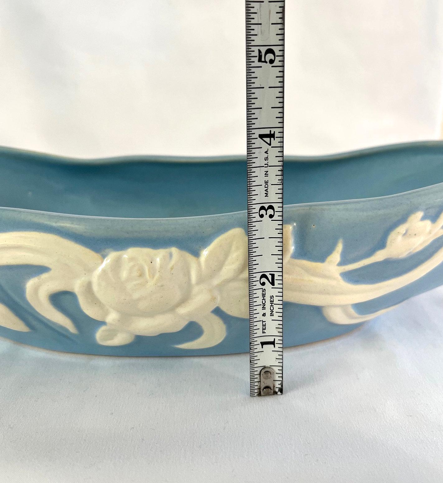 1930's Weller Pottery Art Deco - Blue Cameo Rose - Flower Arranger