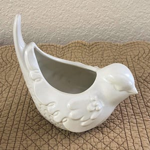 Hull Pottery Imperial-Line Vit #F473 Chickadee Plantervas