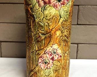 Antique 1920s Weller Art Pottery Woodcraft 8 1/2" Vase
