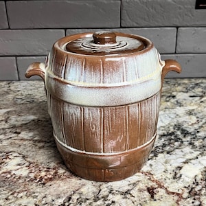 Pote de biscoitos Frankoma #97V Desert Gold de 7 polegadas - Argila vermelha Sapulpa