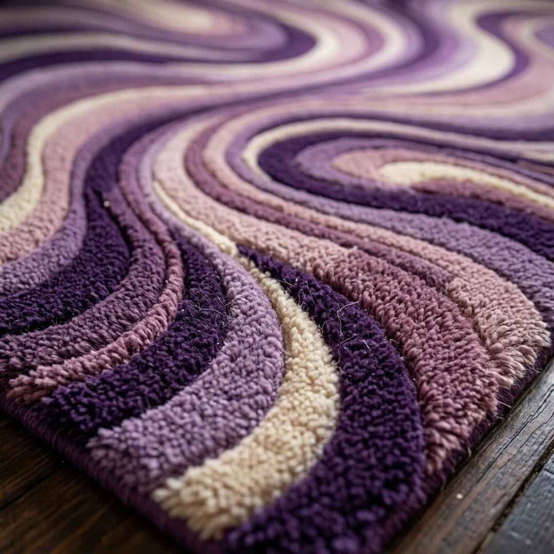 Hand Tufted Abstract Purple Rug, Modern Swirl Wool Area Rug, Luxury ...