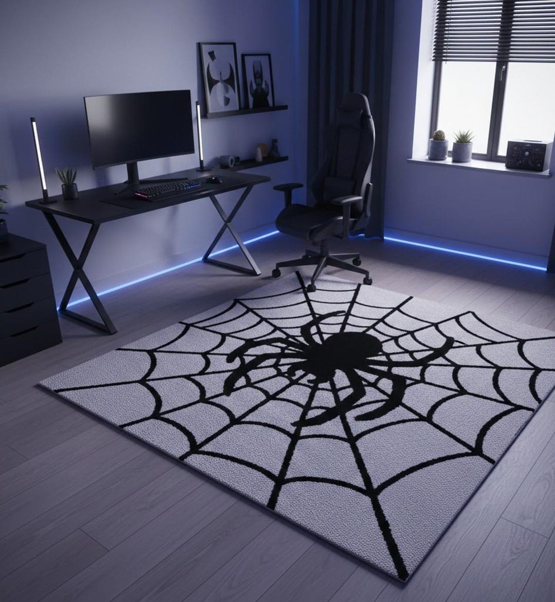 Spider Wed Rug Hand Tufted Wool Spider Web Rug, Modern Halloween Decor - Etsy