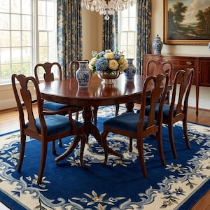 Hand Tufted Blue Ivory Rug, Luxury Wool Area Rug, Traditional Floral Rug, Living Room Rug, Handmade Carpet, Persian Style Rug, CustomSizeRug image 4