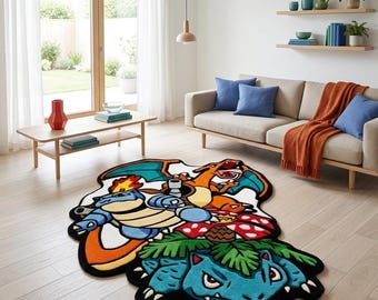 Anime Tufted Rug Custom Game Room Carpet Premium Wool Soft Vibrant Area Rug Handcrafted Pop Art Luxury Floor Decor Custom Size 5x8 6x9