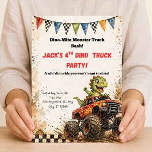 Five A-Saurus Birthday Invitation, Dinosaur Birthday Invitation, T-rex Birthday Invite, Dinosaur 5th Birthday Party Invite, Editable Canva