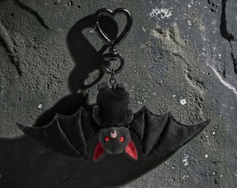 Gothic Bat Plush Keychain | Transformable Spooky Bag Charm