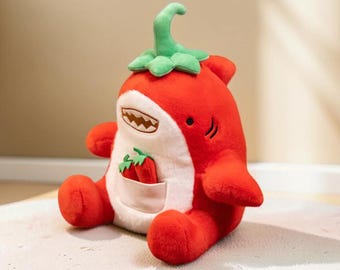 Peluche de tiburón pimiento rojo de 30 cm / Divertido peluche de regalo