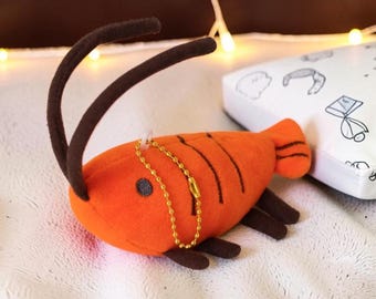 Llavero de peluche de gamba de 10 cm / Colgante de bolso de gamba kawaii, colgante de juguete suave