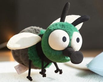 Peluche de mosca divertida / Peluche de insecto de dibujos animados, 19 cm, accesorio para diorama