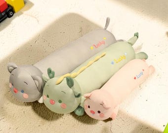 Long Animal Plush Pillow | Soft Polyester Cotton Cushion , Modern Home Decor