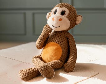 Chew Resistant Pet Toy, Plush Interactive Monkey - Sound Squeaker, Durable for Cat Dog