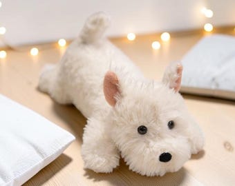 Peluche de West Highland Terrier de 42 cm / Peluche de perro blanco y esponjoso / Lindo regalo de almohada de cachorro