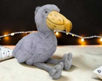 Llavero de peluche de picozapato de 19 cm / Peluche realista de cigüeña con cabeza de ballena / Regalo con dije de pájaro