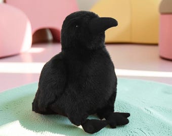 Peluche de cuervo realista / Cuervo de peluche de aspecto natural / Regalo de decoración gótica