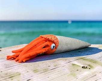 Cameroceras Plush Toy | Lifelike Prehistoric Sea Creature Stuffed Animal, Soft Ocean Plush