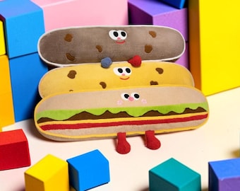 Hamburger Cookie Long Pillow | Playful Food Cushion, Seat Backrest Home Decor