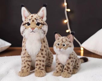 Realistic Bobcat Plush Toy | Lifelike Lynx Stuffed Animal | Soft Wild Cat Plush | Gift