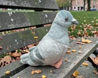 Peluche realista de paloma de 20 cm / Animal de peluche de pájaro gris realista / Regalo divertido