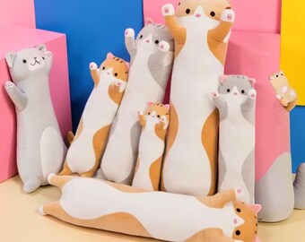 50cm Sleeping Cat Plush Pillow | Long Cat Cushion, Soft Stuffed Animal Toy