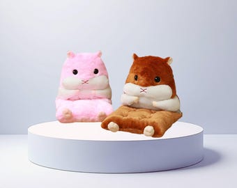 Plush Hamster Cushion Pillow | Round Seat Pad, Back Support, Cozy Decor