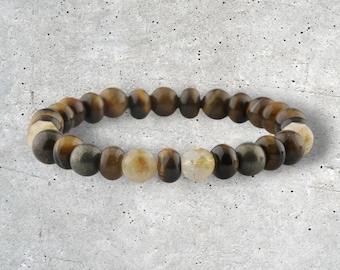 Pulsera de pirita y citrino con ojo de tigre / Pulsera de piedras preciosas naturales / Cristales certificados / Regalo de joyería artesanal